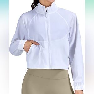 Cropped zip up athletic jacket